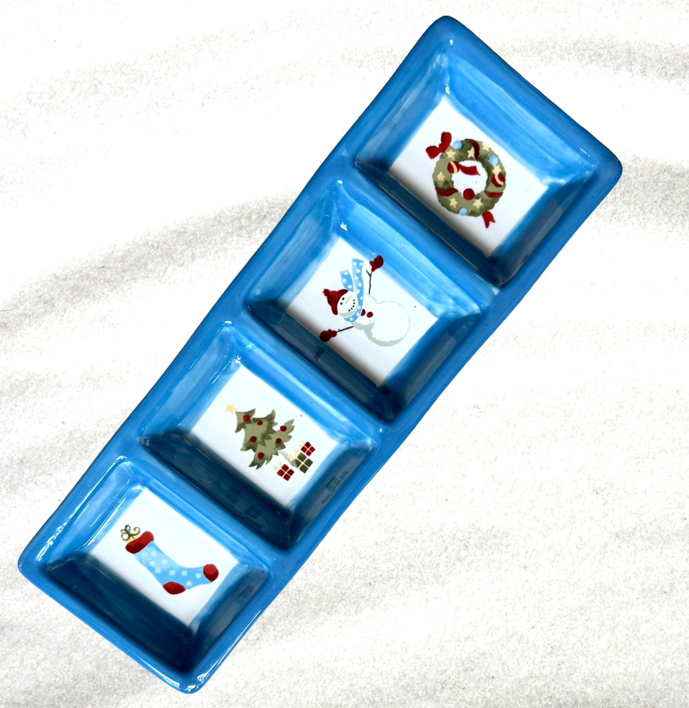 Eddie Bauer Serving Tray Holiday Relish Dish Appetizers Candy Christmas Plate